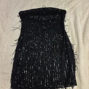 WildFable Black Sequin Strapless Mini Dress